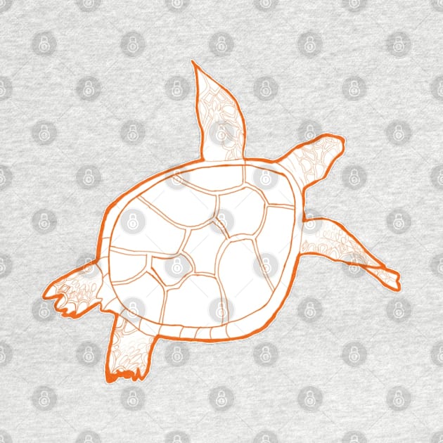 Orange swimming turtle by Annalisseart24